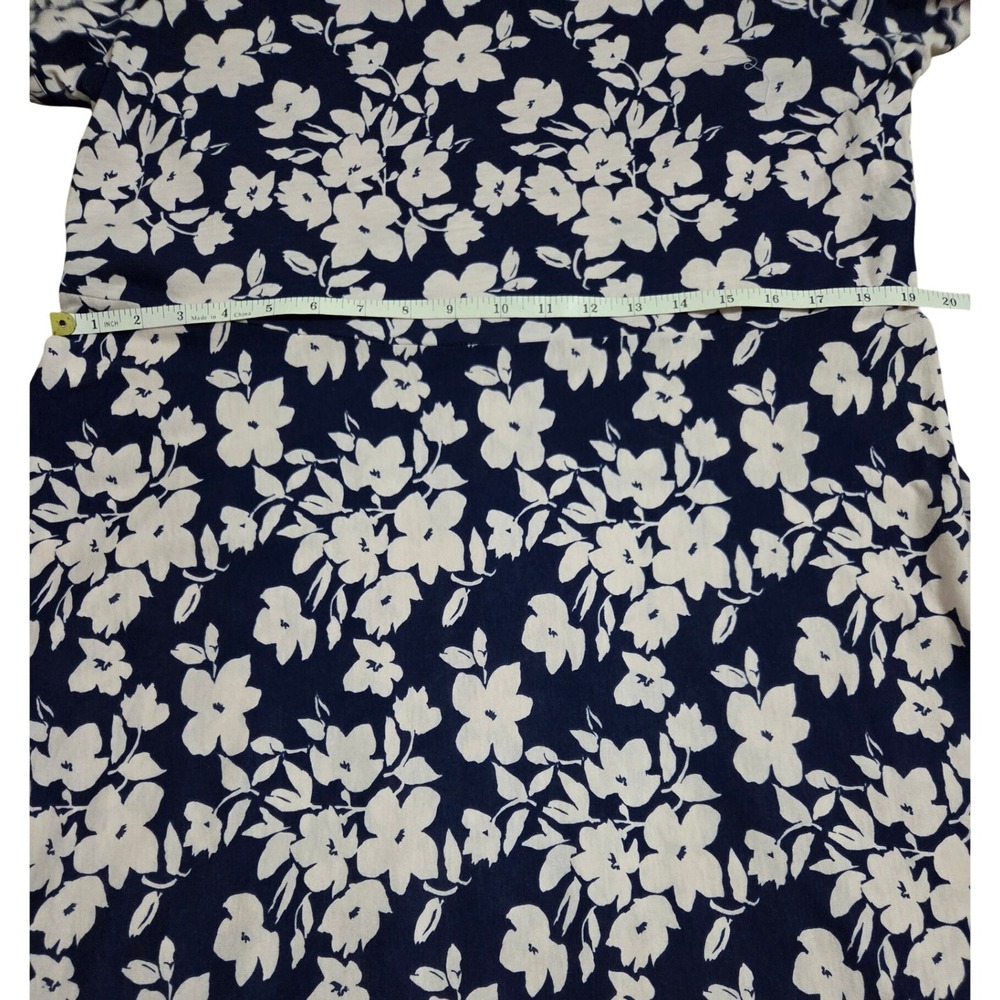Croft & Barrow Navy Blue Pink Floral Short Sleeve Tie Detail Midi Dress XL - Picture 8 of 8